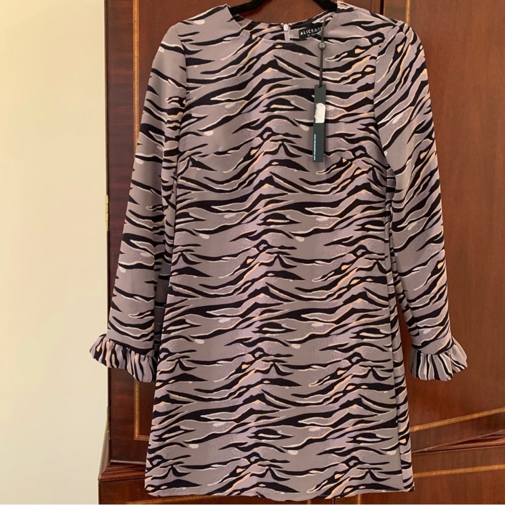 Alice & Trixie Gray Long Sleeve Zebra Dress